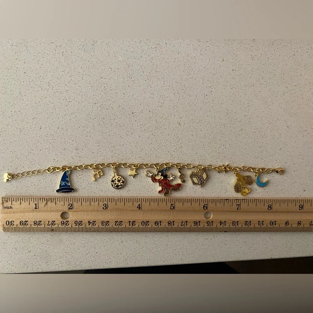 ⭐️Disney Mickey Mouse Fantasia Gold plated Charm Bracelet - Picture 3 of 4